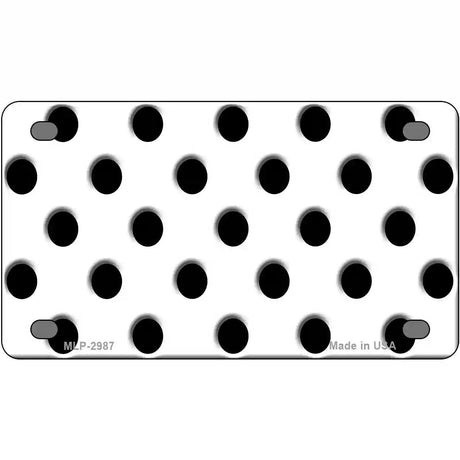 Black White Polka Dot Metal Novelty License Plate 4" x 2.2" (MLP)