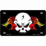 Skull Flame Metal Novelty License Plate 4" x 2.2" (MLP)