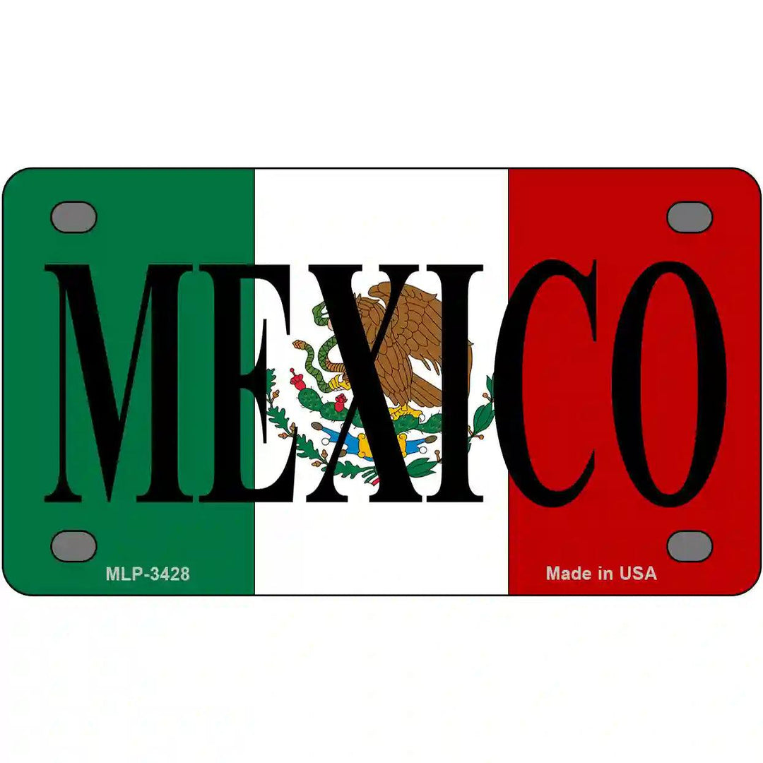 Mexico on Flag Metal Novelty License Plate 4" x 2.2" (MLP)