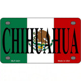 Chihuahua on Mexico Flag Metal Novelty License Plate 4" x 2.2" (MLP)
