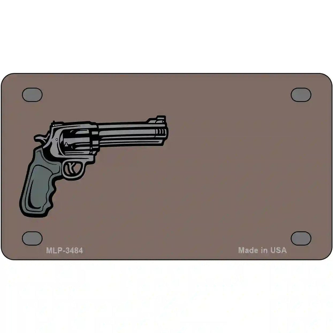 Gun Offset Customizable Metal Novelty License Plate 4" x 2.2" (MLP)