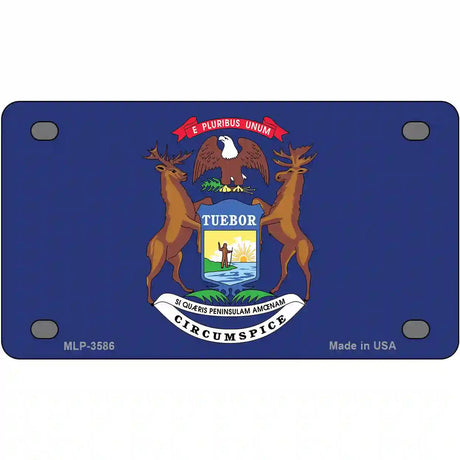 Michigan State Flag Metal Novelty License Plate 4" x 2.2" (MLP)
