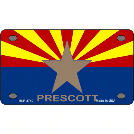 Prescott Arizona State Flag Metal Novelty License Plate 4" x 2.2" (MLP)