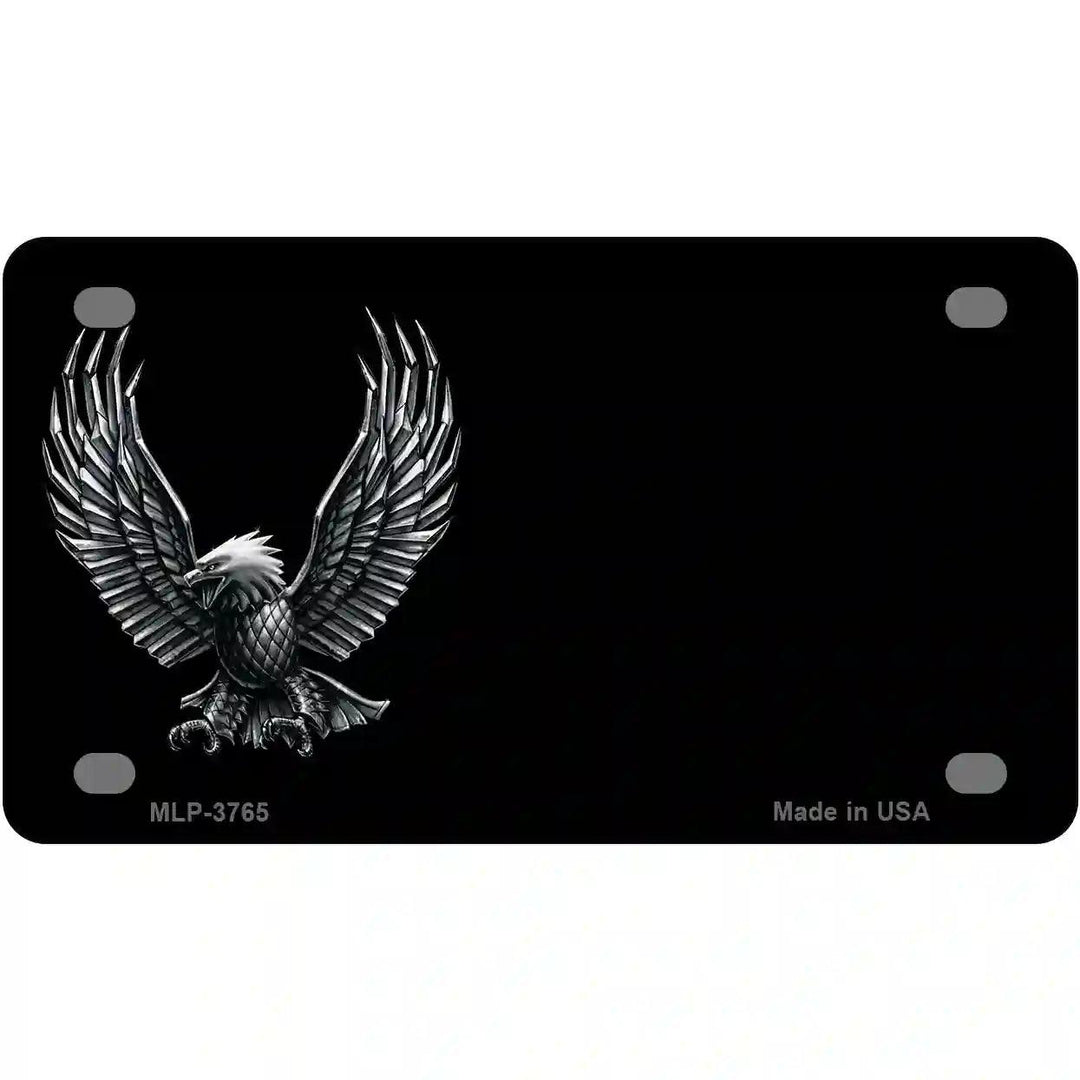Eagle Offset Black Metal Novelty License Plate 4" x 2.2" (MLP)