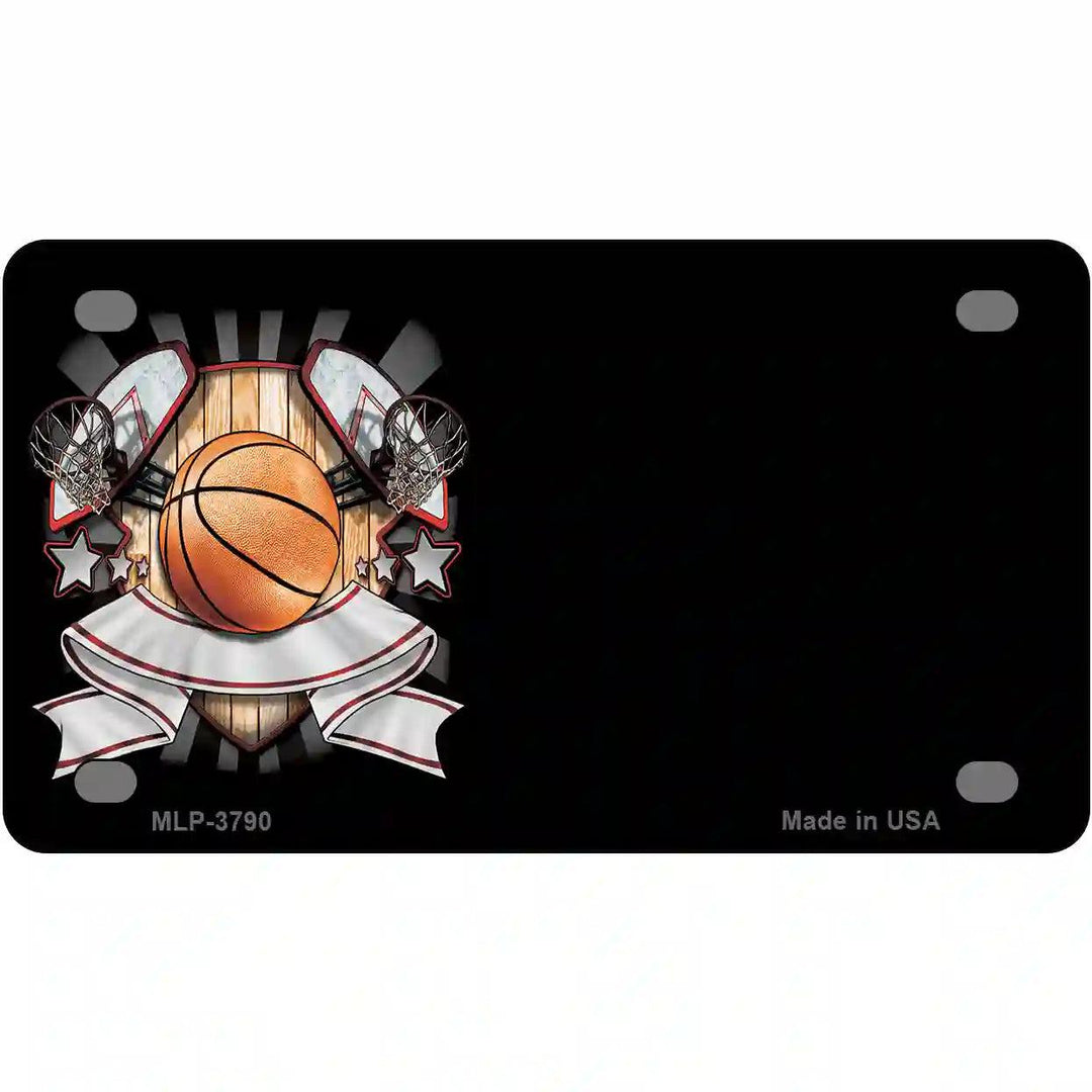Basketball Banner Offset Metal Novelty License Plate 4" x 2.2" (MLP)