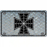 Maltese Cross Spider Web Metal Novelty License Plate 4" x 2.2" (MLP)