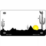 Southwest Cactus Sunrise White Metal Novelty License Plate 4" x 2.2" (MLP)