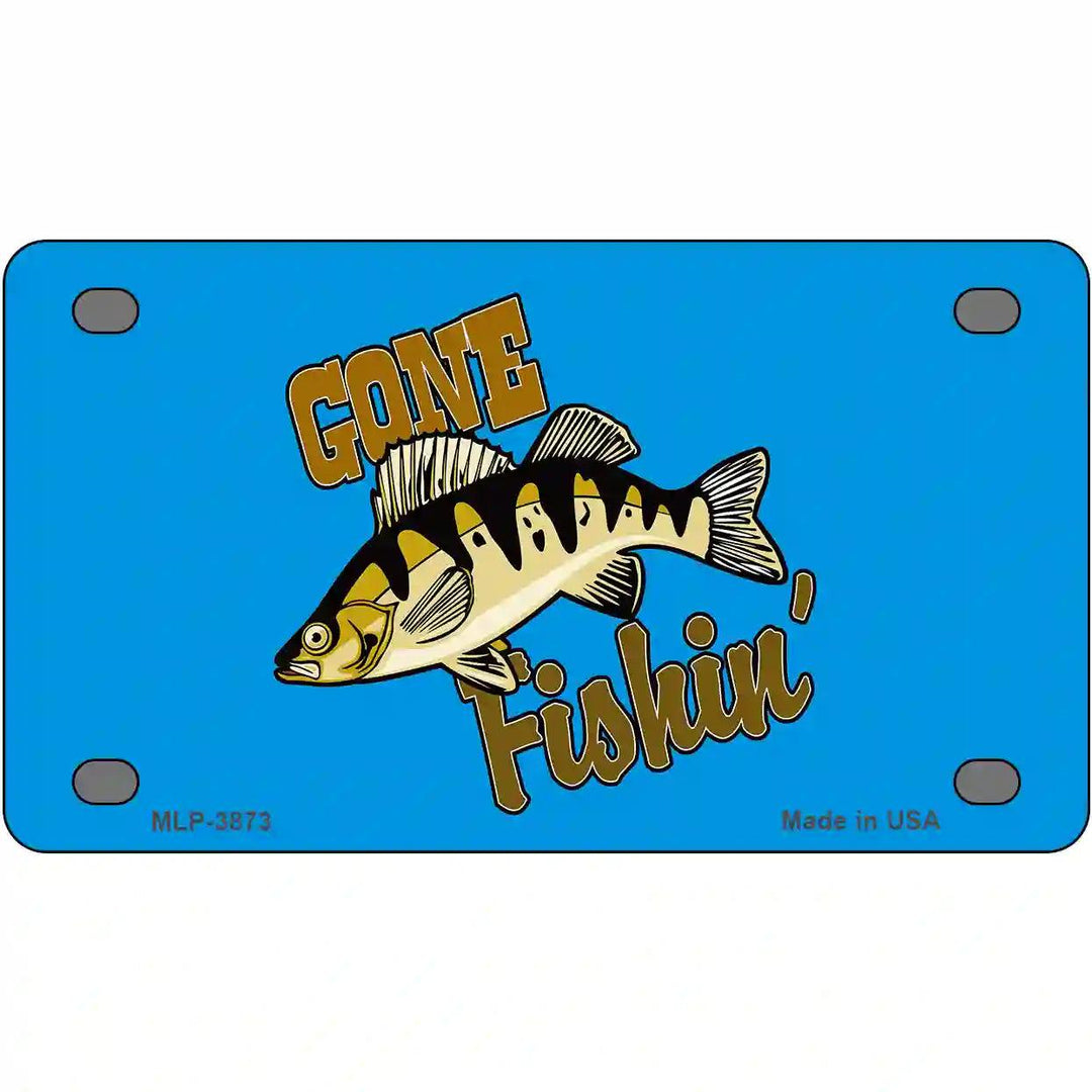 Gone Fishin Metal Novelty License Plate 4" x 2.2" (MLP)