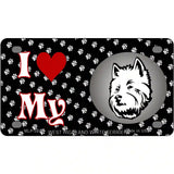 I Love My West Highland White Terrier Dog Metal Novelty License Plate 4" x 2.2" (MLP)