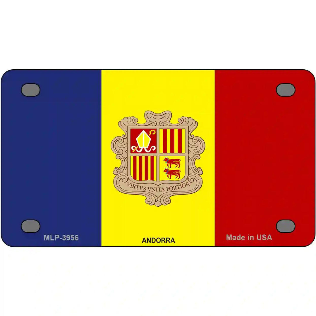 Andorra Flag Metal Novelty License Plate 4" x 2.2" (MLP)