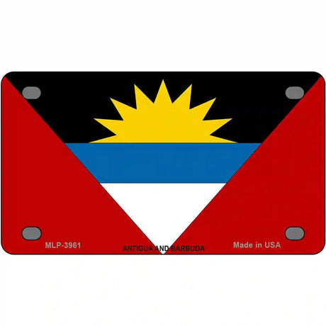 Antigua & Barbuda Flag Metal Novelty License Plate 4" x 2.2" (MLP)