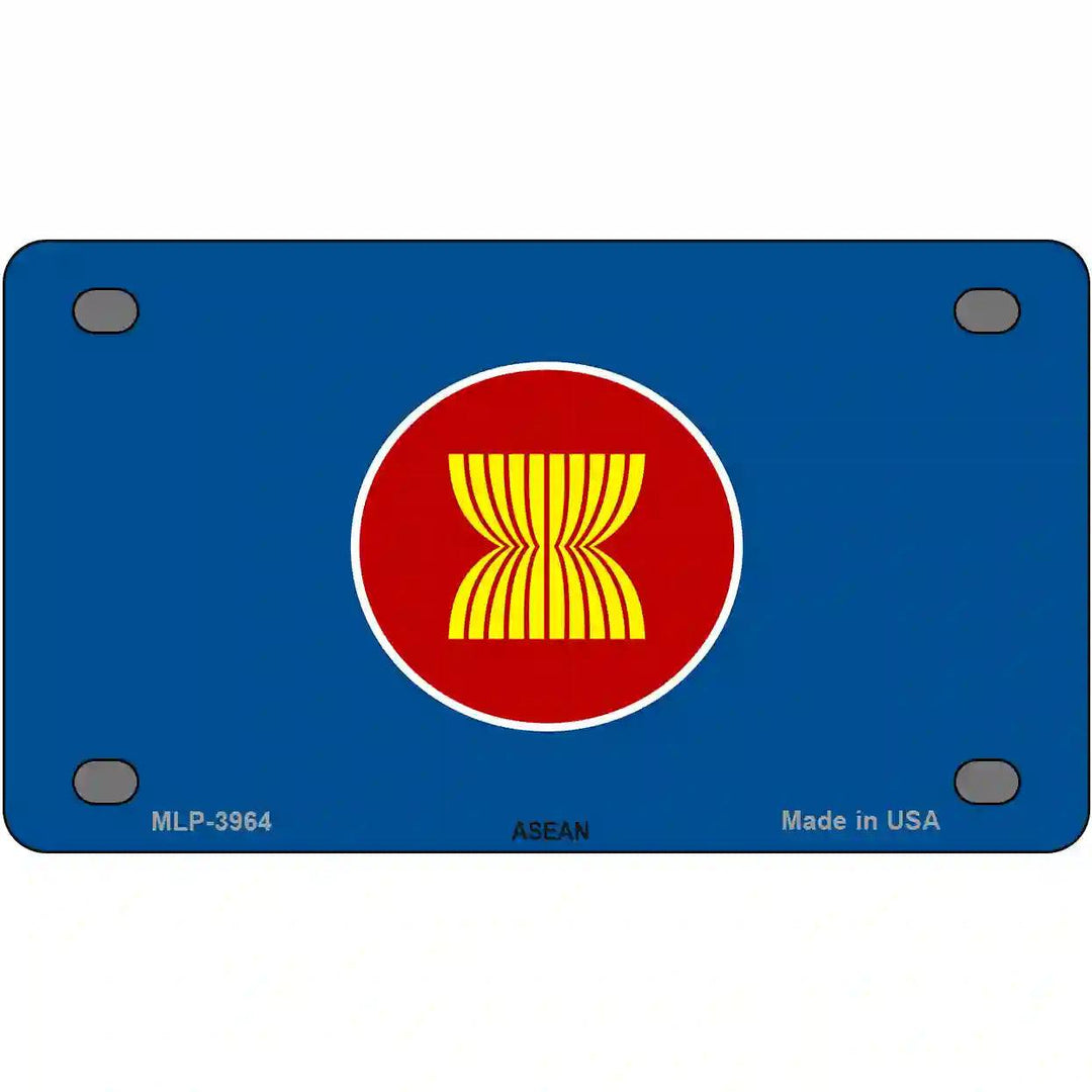 Asean Flag Metal Novelty License Plate 4" x 2.2" (MLP)