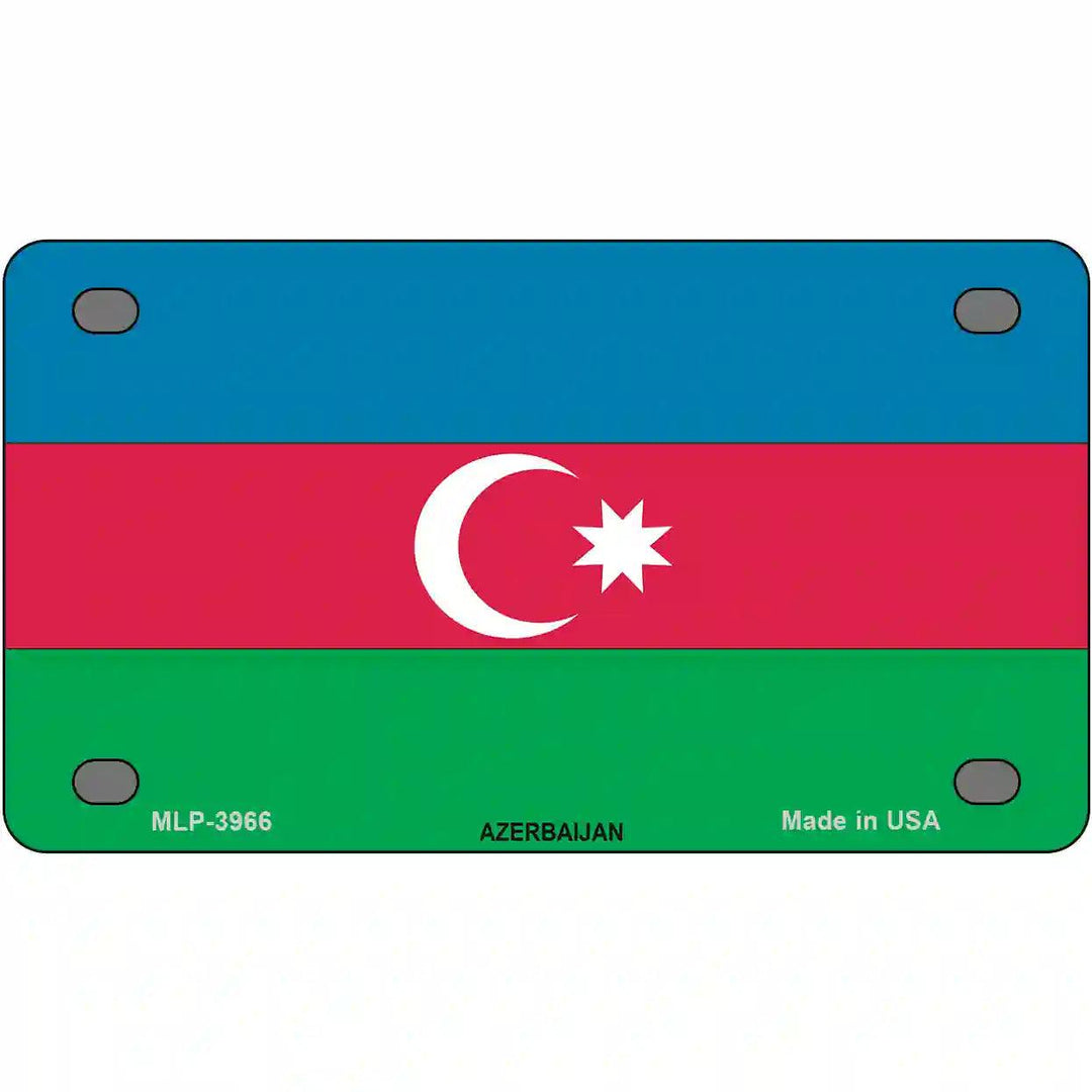 Azerbaijan Flag Metal Novelty License Plate 4" x 2.2" (MLP)