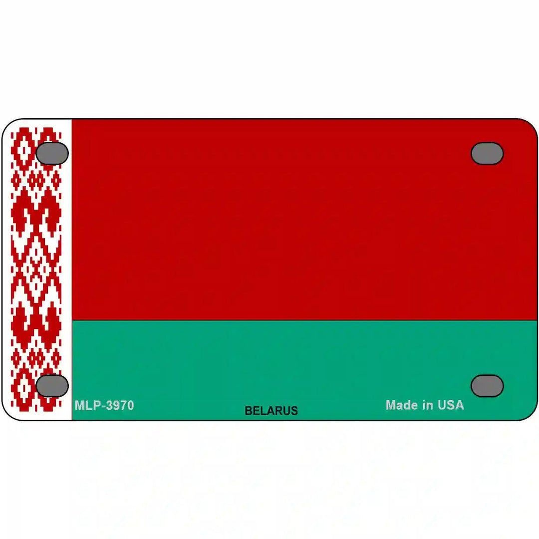 Belarus Flag Metal Novelty License Plate 4" x 2.2" (MLP)