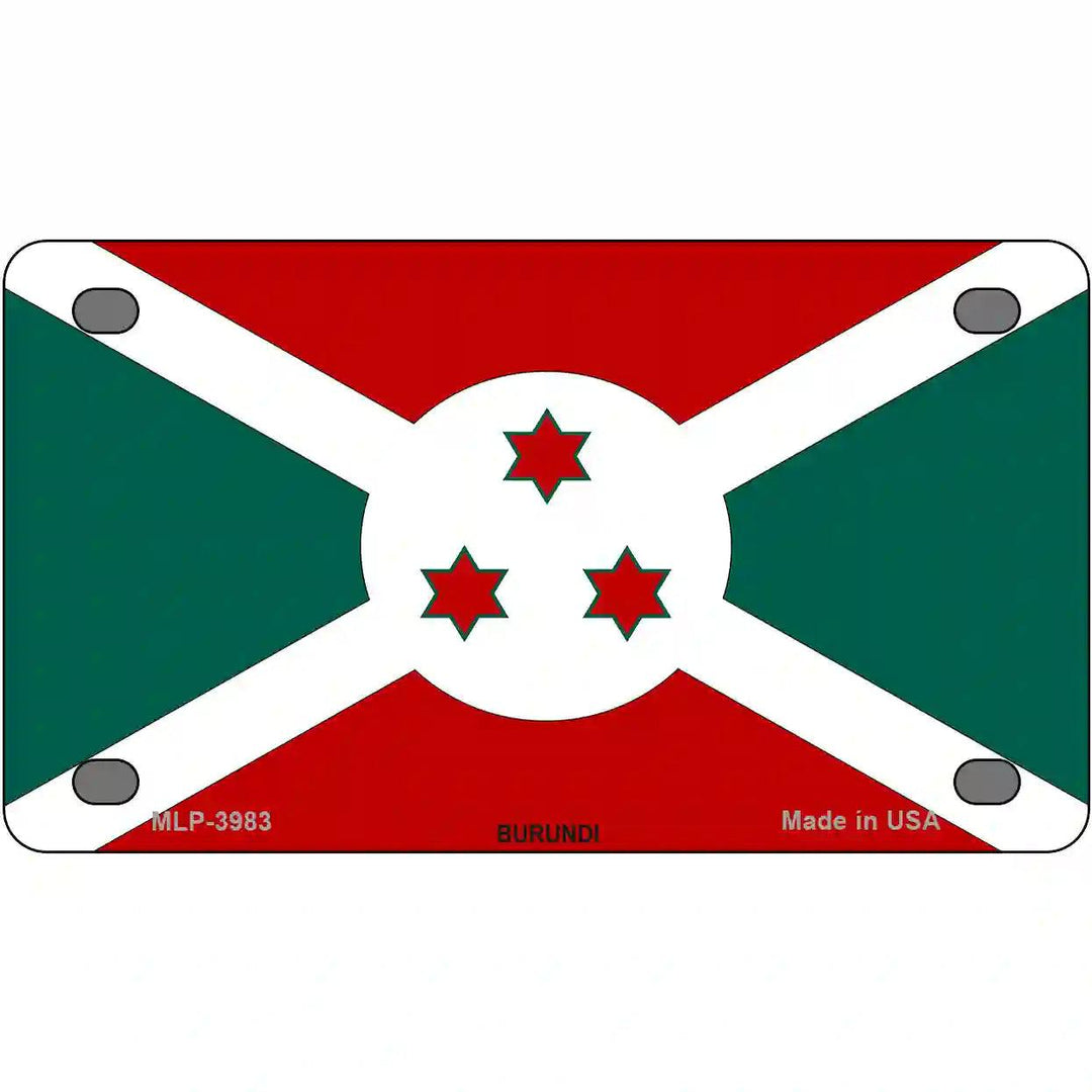 Burundi Flag Metal Novelty License Plate 4" x 2.2" (MLP)