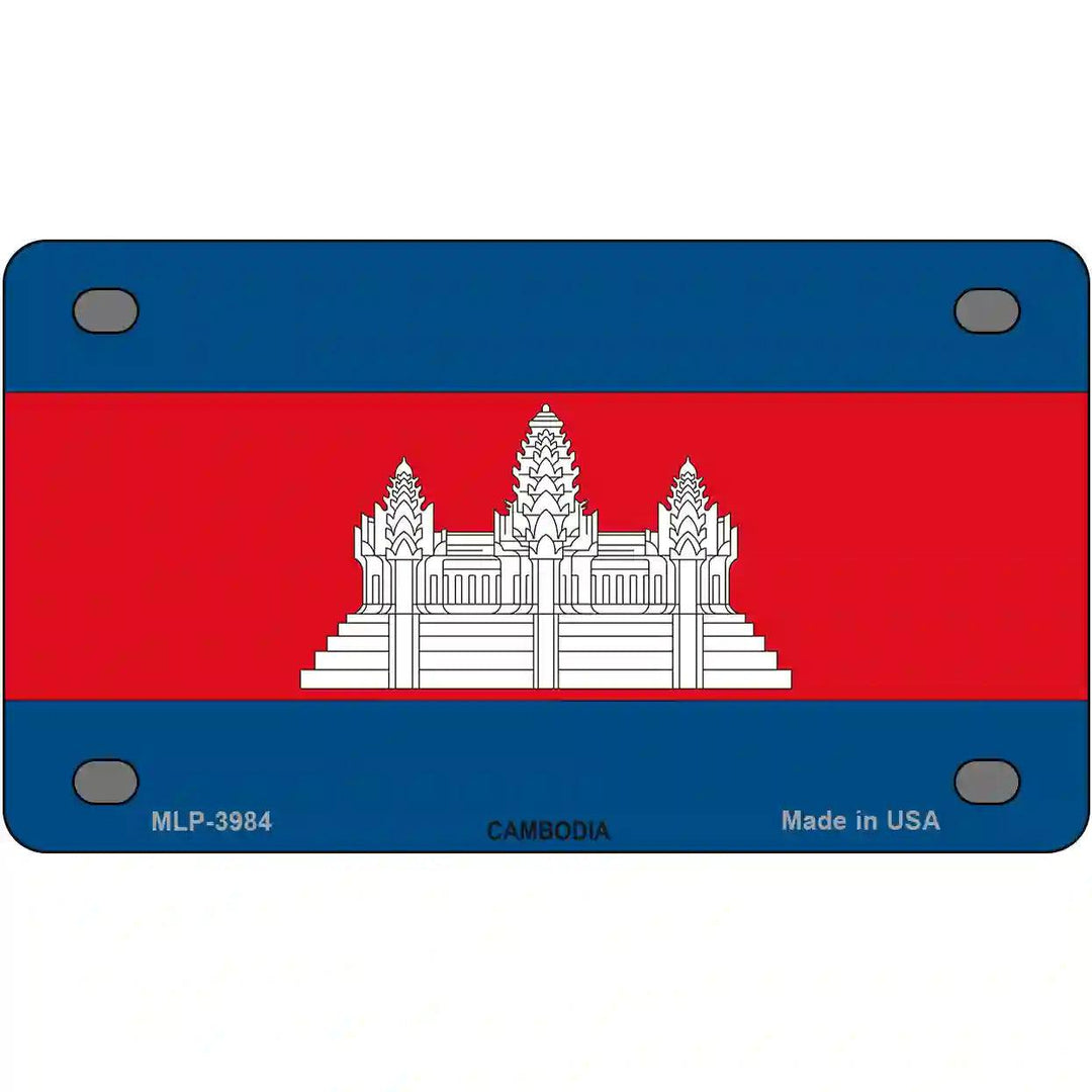 Cambodia Flag Metal Novelty License Plate 4" x 2.2" (MLP)