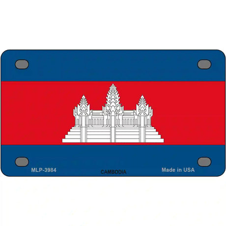 Cambodia Flag Metal Novelty License Plate 4" x 2.2" (MLP)
