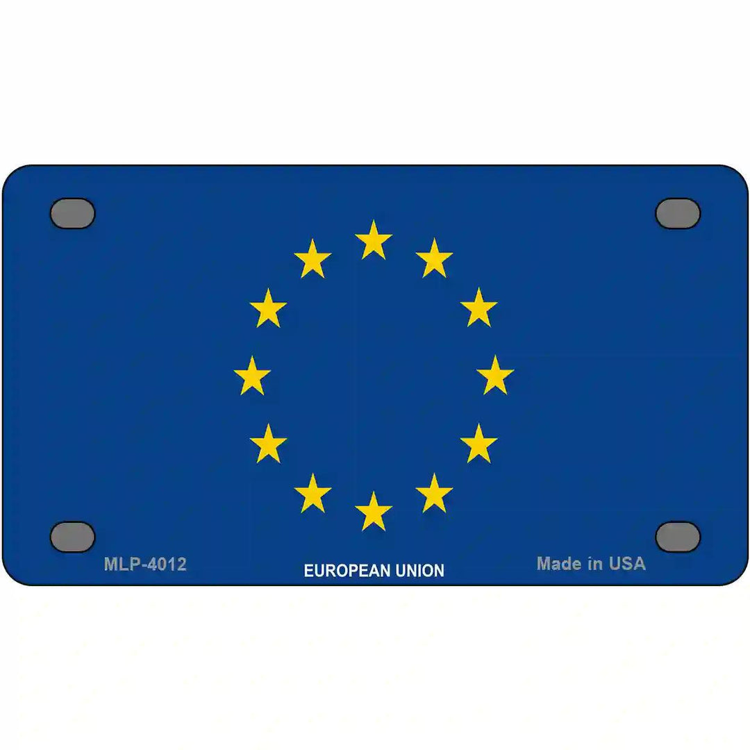 European Union Flag Metal Novelty License Plate 4" x 2.2" (MLP)
