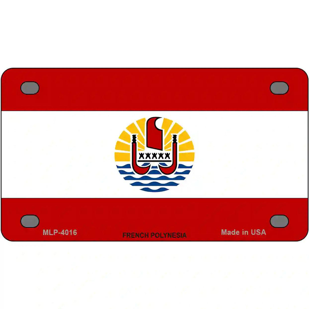 French Polynesia Flag Metal Novelty License Plate 4" x 2.2" (MLP)