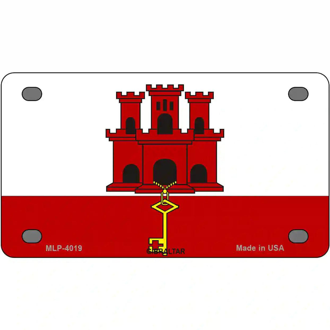 Gibraltar Flag Metal Novelty License Plate 4" x 2.2" (MLP)