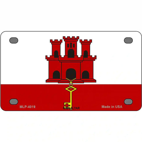 Gibraltar Flag Metal Novelty License Plate 4" x 2.2" (MLP)