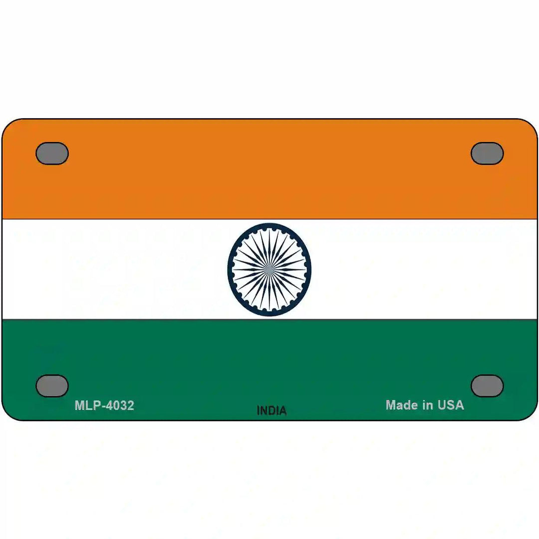 India Flag Metal Novelty License Plate 4" x 2.2" (MLP)