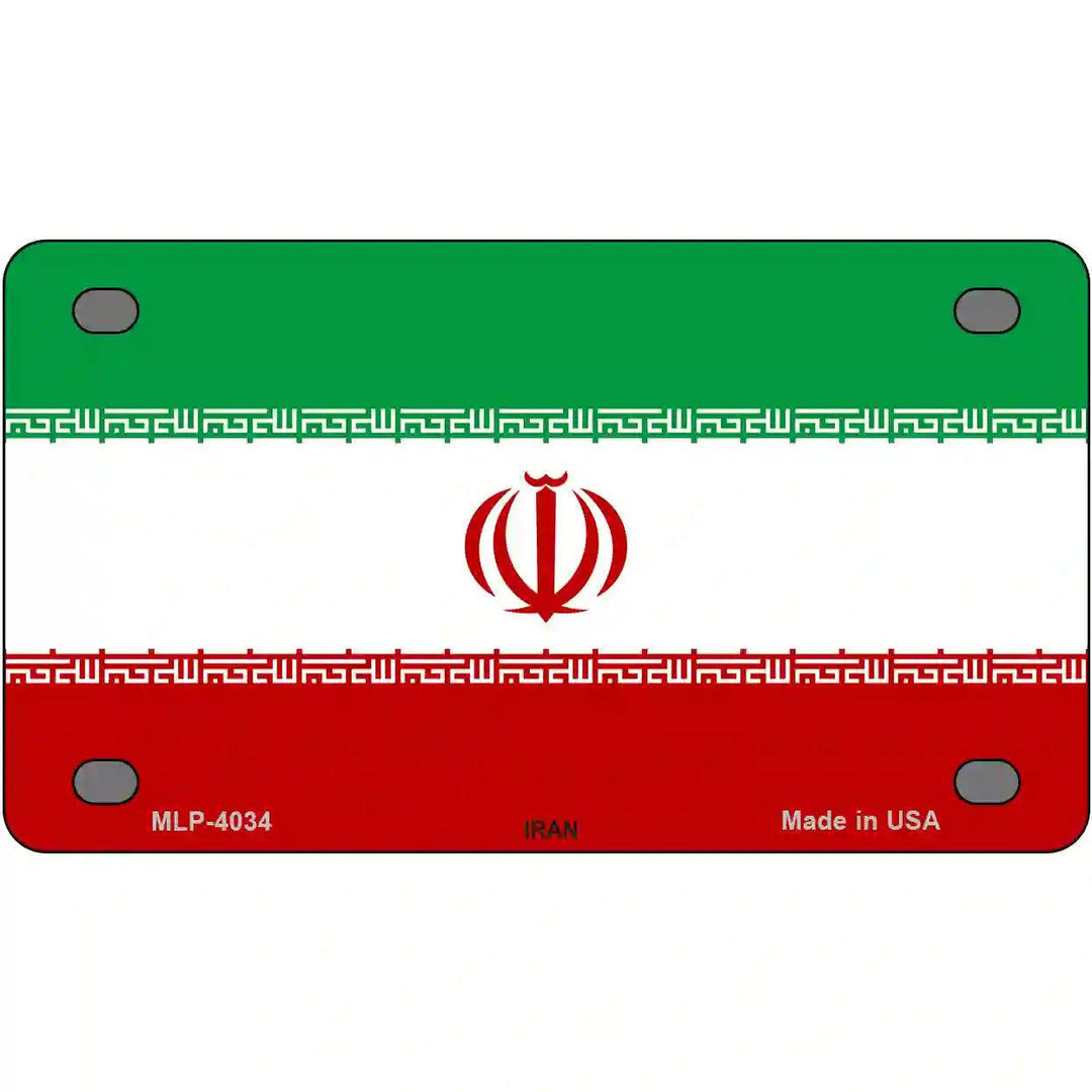 Iran Flag Metal Novelty License Plate 4" x 2.2" (MLP)