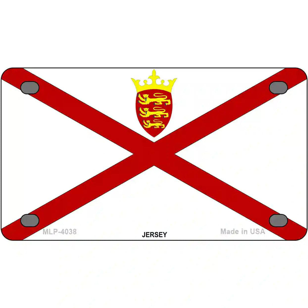 Jersey Flag Metal Novelty License Plate 4" x 2.2" (MLP)
