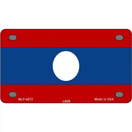 Laos Flag Metal Novelty License Plate 4" x 2.2" (MLP)