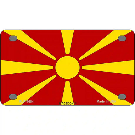 Macedonia Flag Metal Novelty License Plate 4" x 2.2" (MLP)