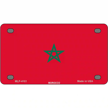 Morocco Flag Metal Novelty License Plate 4" x 2.2" (MLP)