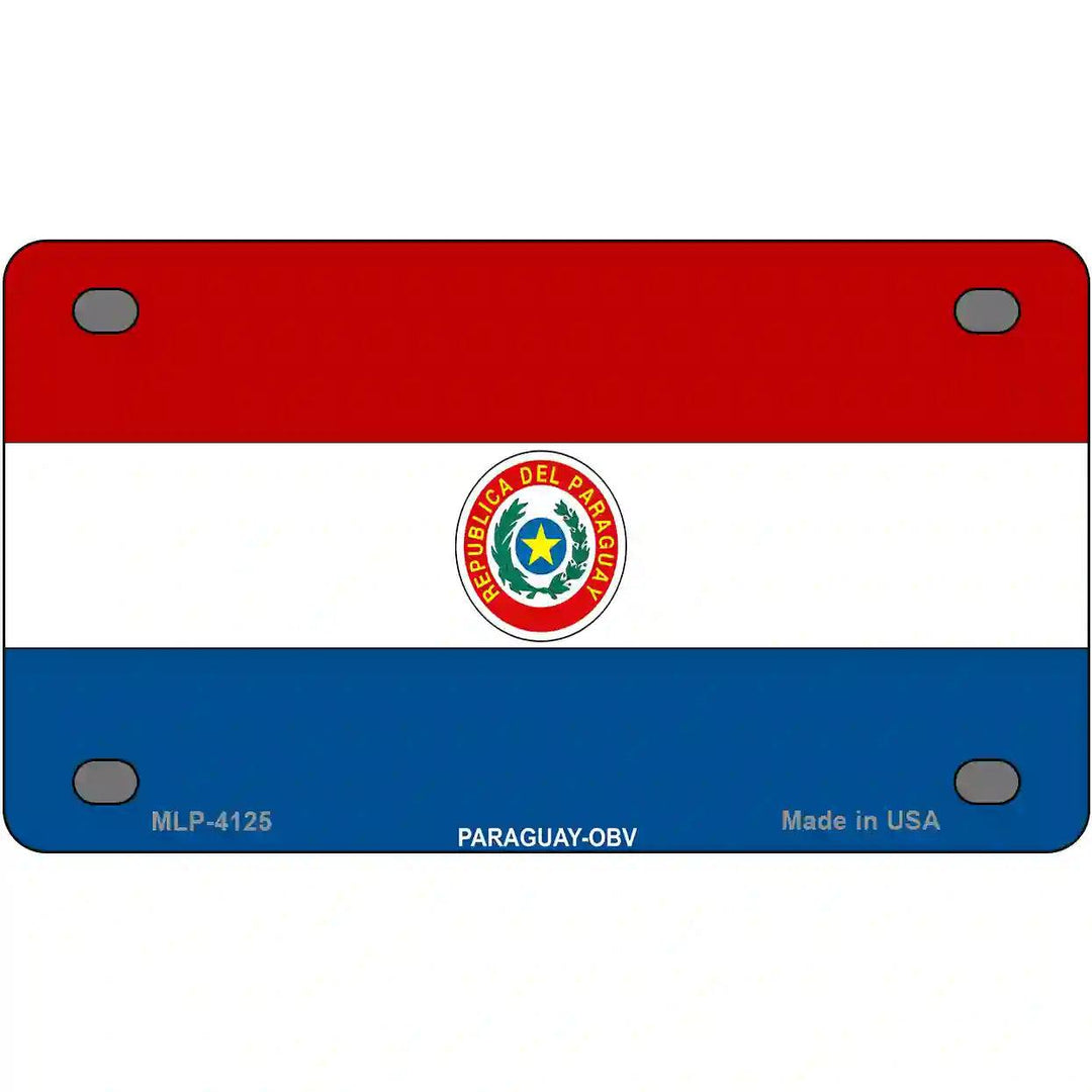 Paraguay-OBV Flag Metal Novelty License Plate 4" x 2.2" (MLP)