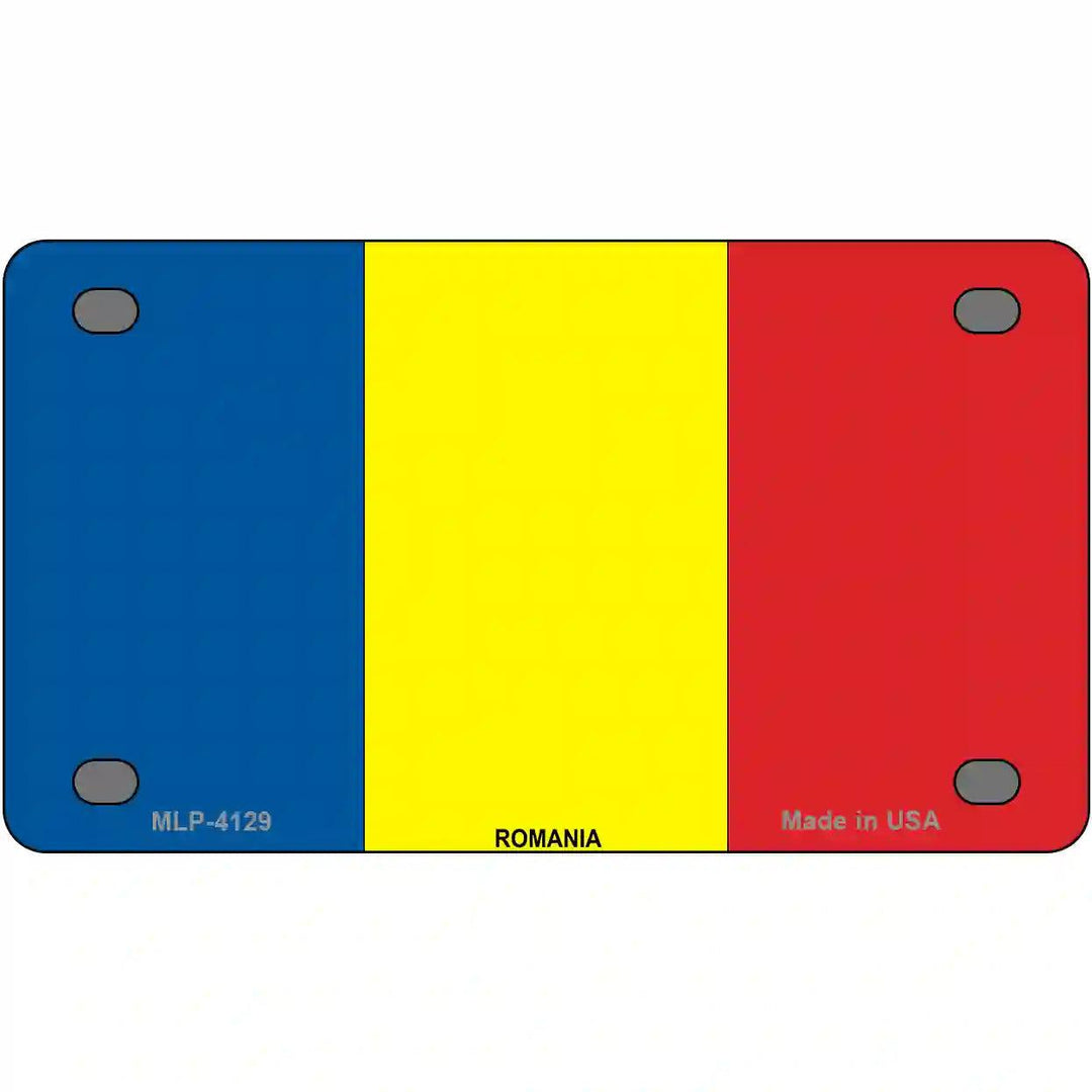 Romania Flag Metal Novelty License Plate 4" x 2.2" (MLP)