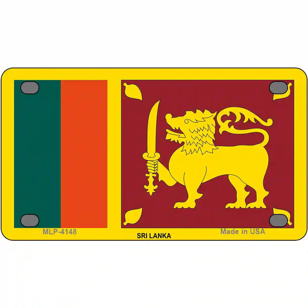 Sri Lanka Flag Metal Novelty License Plate 4" x 2.2" (MLP)