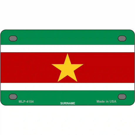 Suriname Flag Metal Novelty License Plate 4" x 2.2" (MLP)