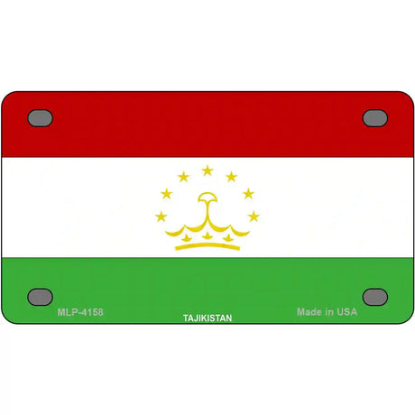 Tajikistan Flag Metal Novelty License Plate 4" x 2.2" (MLP)
