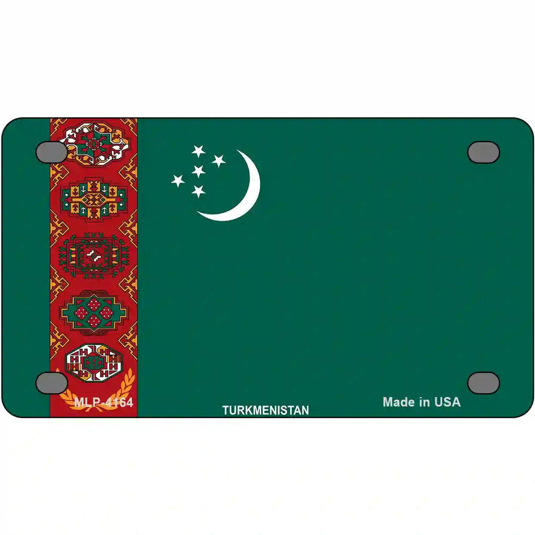Turkmenistan Flag Metal Novelty License Plate 4" x 2.2" (MLP)