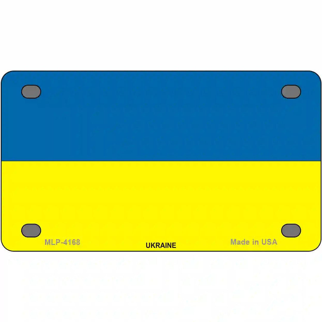 Ukraine Flag Metal Novelty License Plate 4" x 2.2" (MLP)