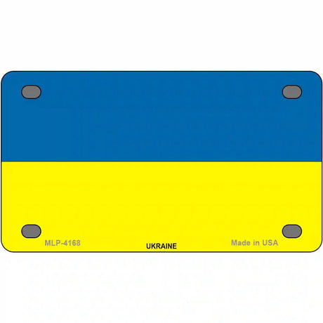 Ukraine Flag Metal Novelty License Plate 4" x 2.2" (MLP)