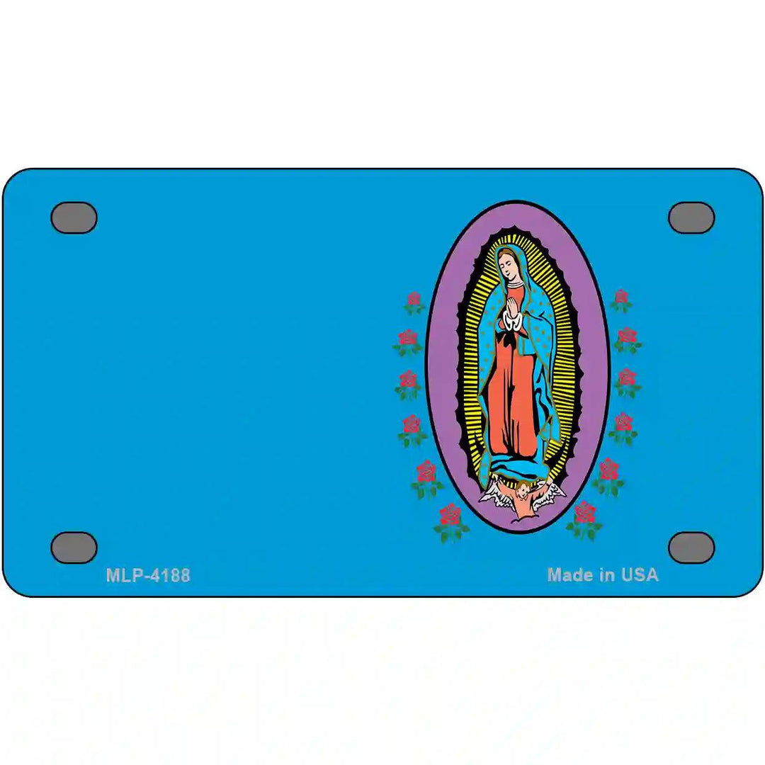 Virgin Mary Blue Metal Novelty License Plate 4" x 2.2" (MLP)