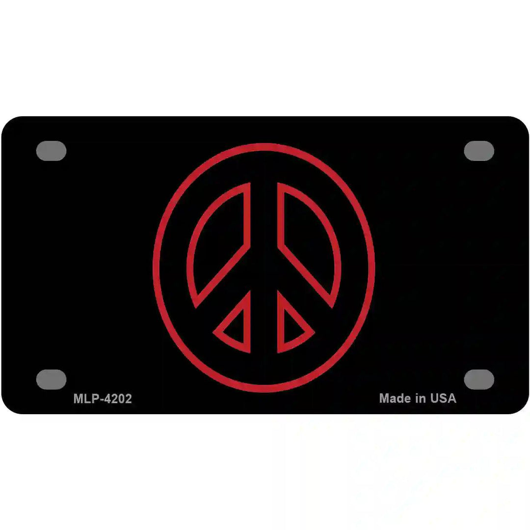 Red Peace Sign Metal Novelty License Plate 4" x 2.2" (MLP)