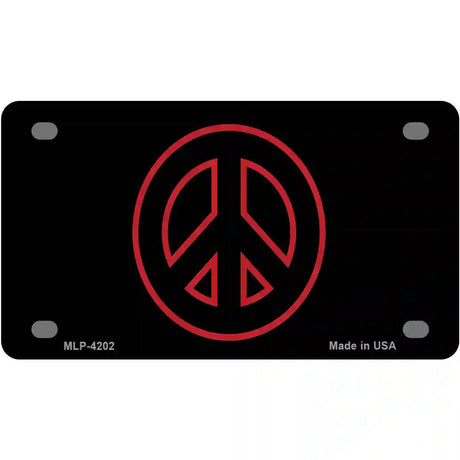 Red Peace Sign Metal Novelty License Plate 4" x 2.2" (MLP)