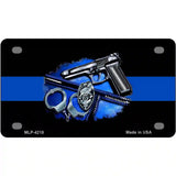 Thin Blue Line Badge Metal Novelty License Plate 4" x 2.2" (MLP)