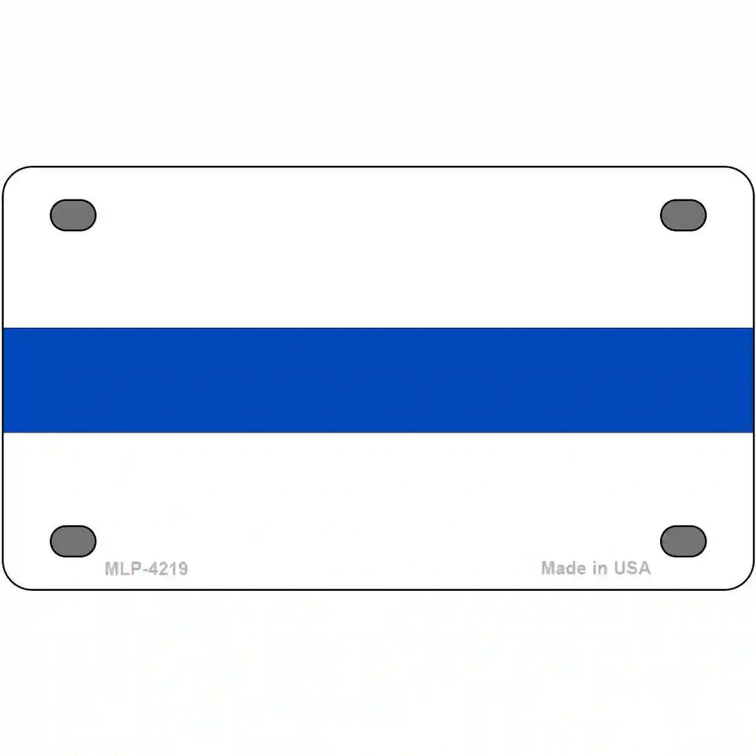 Thin Blue Line White Metal Novelty License Plate 4" x 2.2" (MLP)