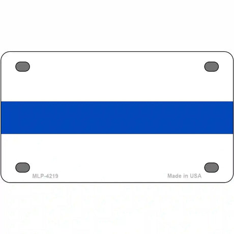 Thin Blue Line White Metal Novelty License Plate 4" x 2.2" (MLP)