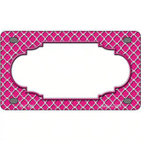 Pink White Quatrefoil Center Scallop Metal Novelty License Plate 4" x 2.2" (MLP)