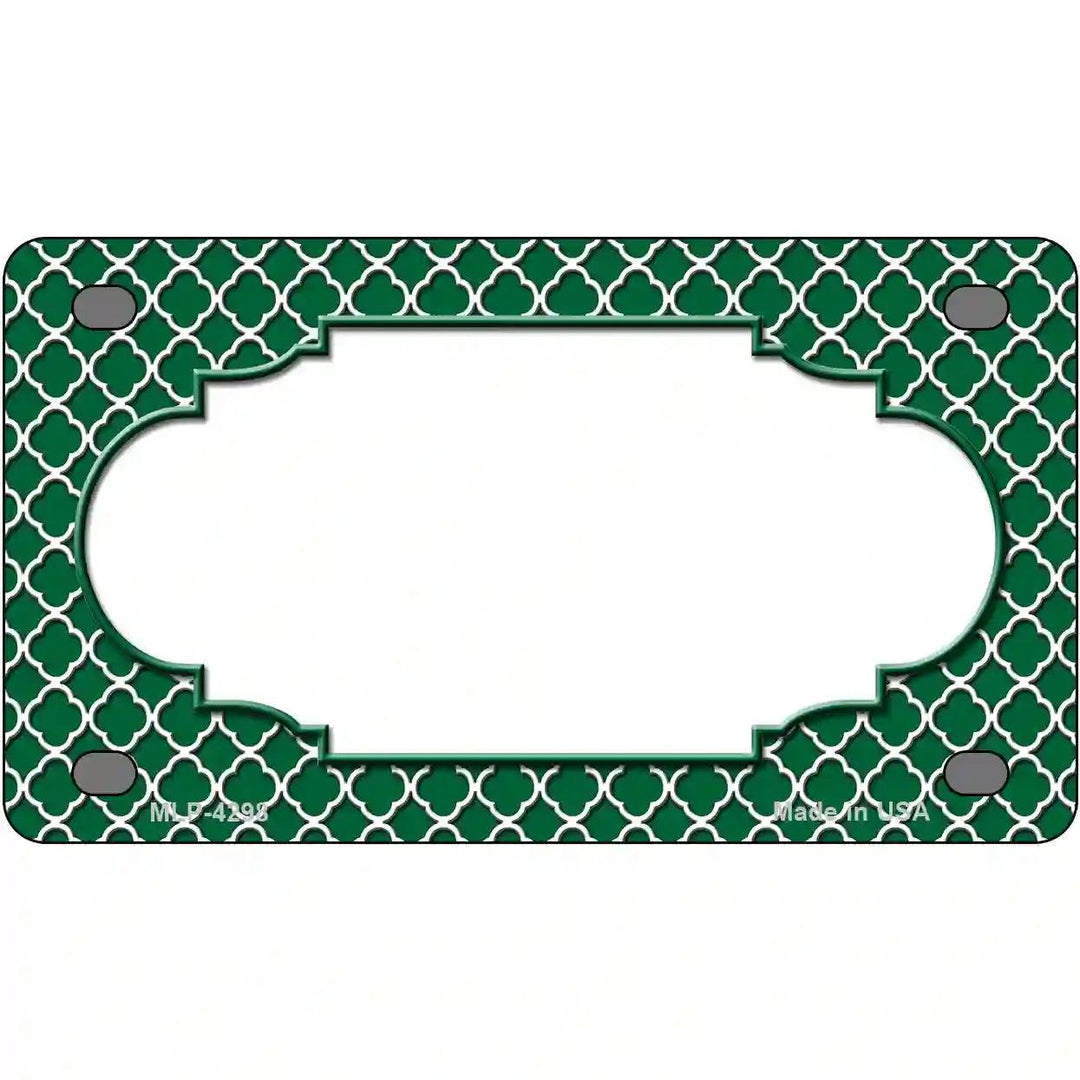 Green White Quatrefoil Center Scallop Metal Novelty License Plate 4" x 2.2" (MLP)