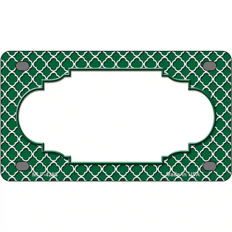 Green White Quatrefoil Center Scallop Metal Novelty License Plate 4" x 2.2" (MLP)