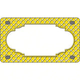 Yellow White Quatrefoil Center Scallop Metal Novelty License Plate 4" x 2.2" (MLP)