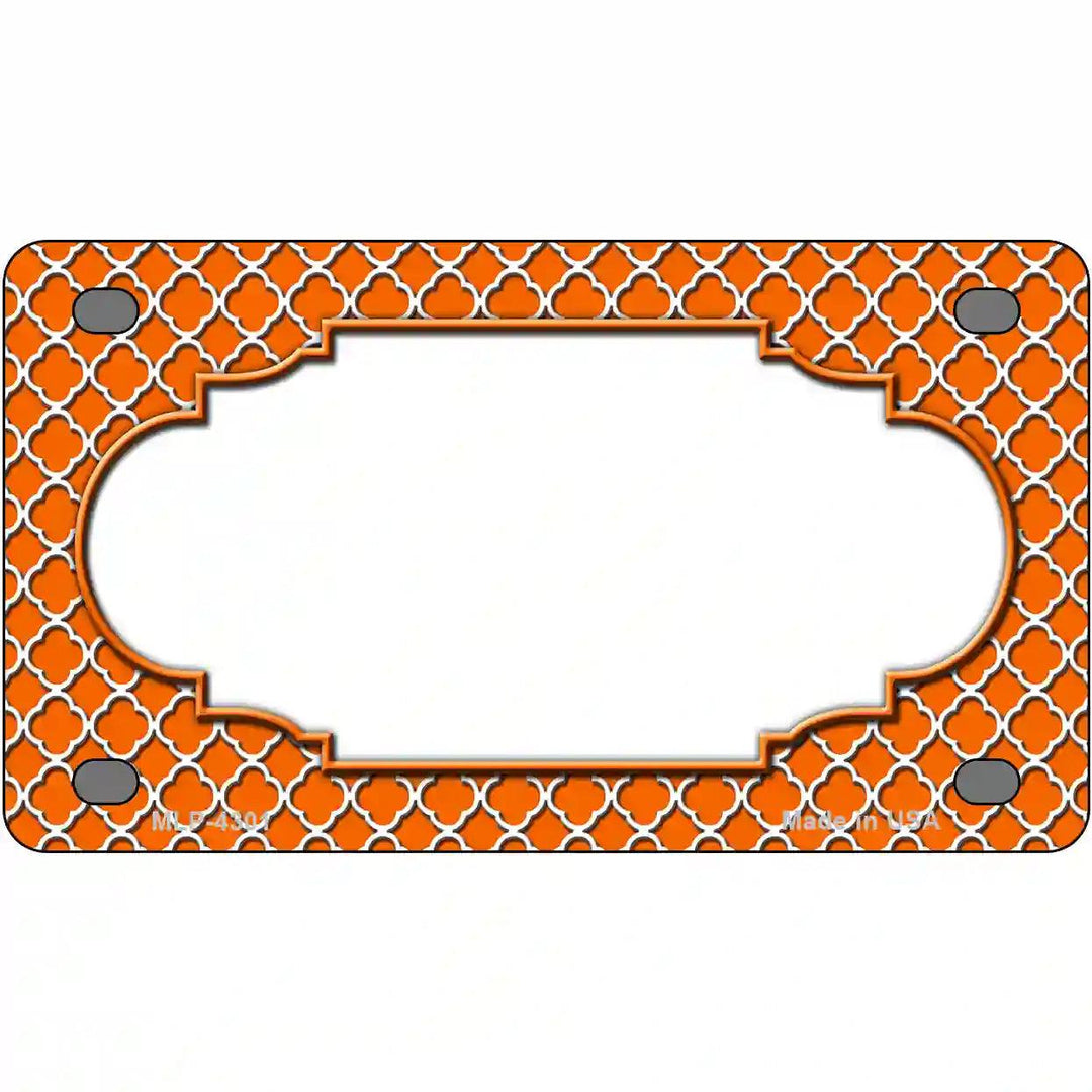Orange White Quatrefoil Center Scallop Metal Novelty License Plate 4" x 2.2" (MLP)